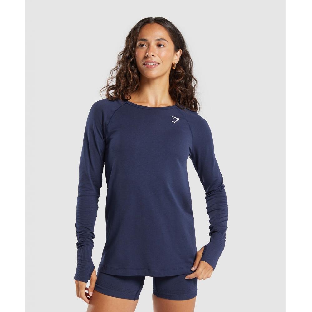 

Gymshark Vital Seamless Light Long Sleeve Top Heavy Blue Marl B4a8c Ucw7 XXS