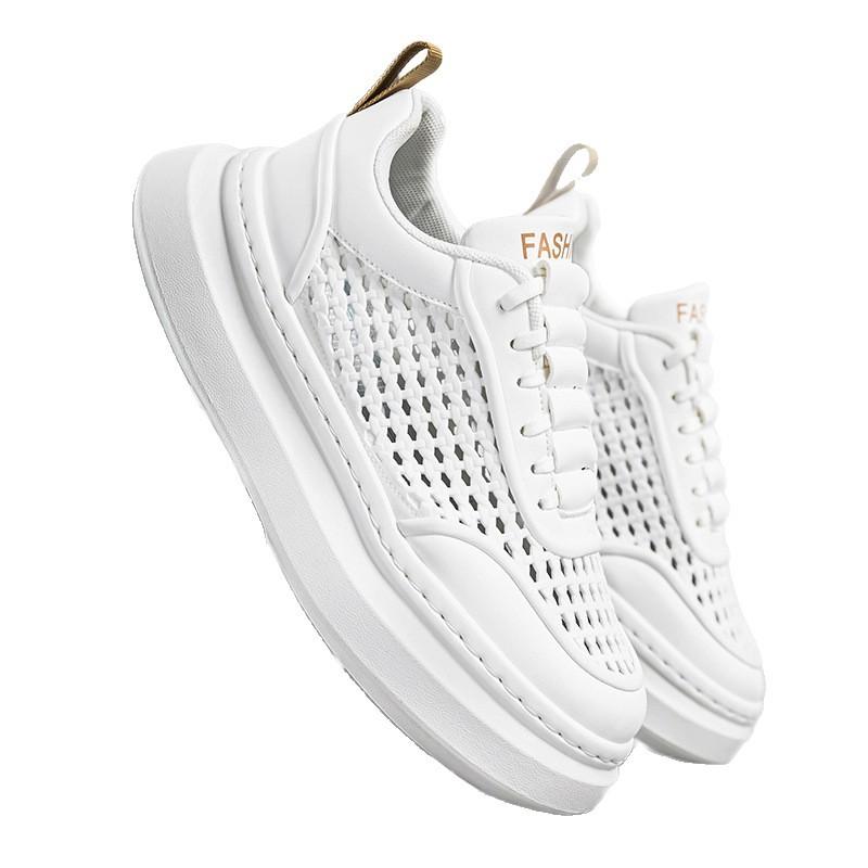 Little white shoes 2025 summer new thick-soled heightening shoes comfortable fashion casual versatile breathable thin trend board shoes