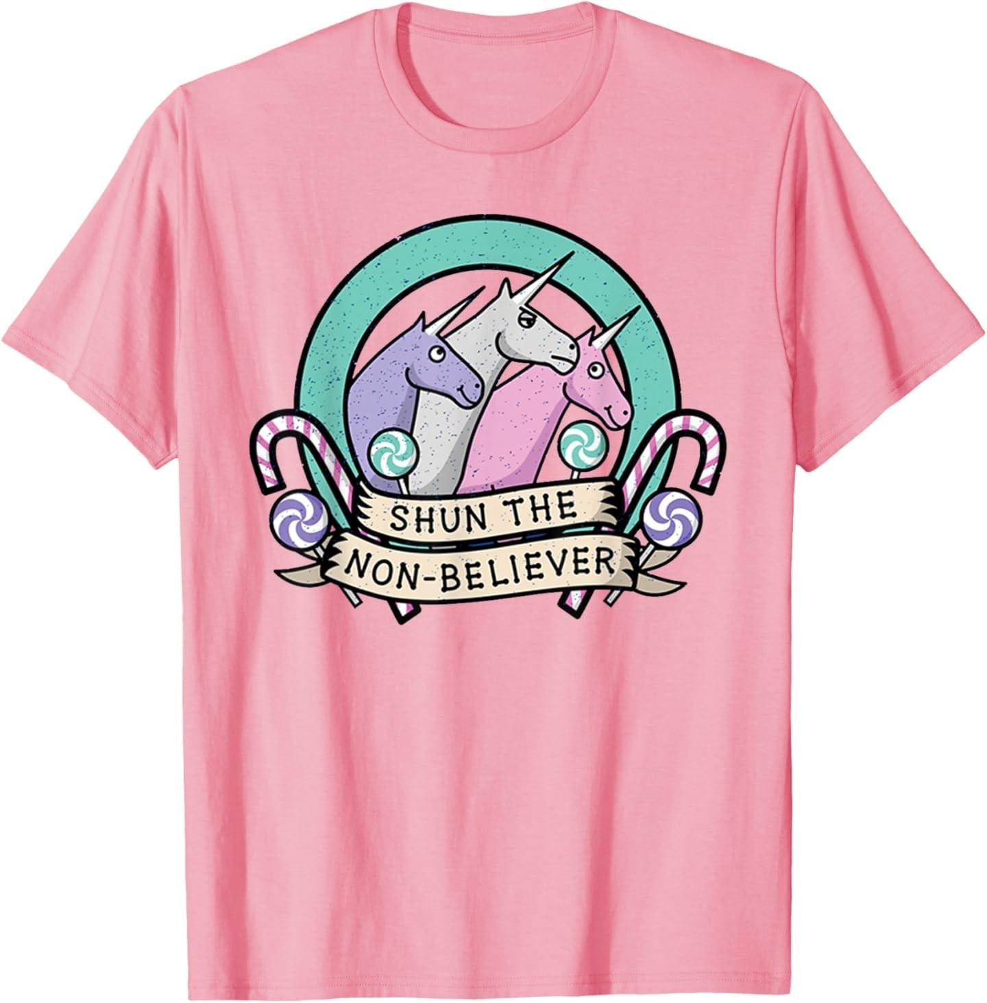 Funny Shun The Non-Believers Unicorn Candy T-Shirt S разноцветный