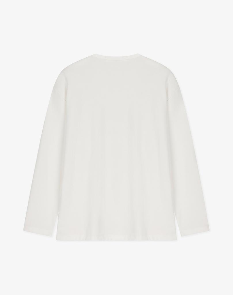 WORK ON BODY OFF Rested Semi-Overfit Round Neck Knit [White]