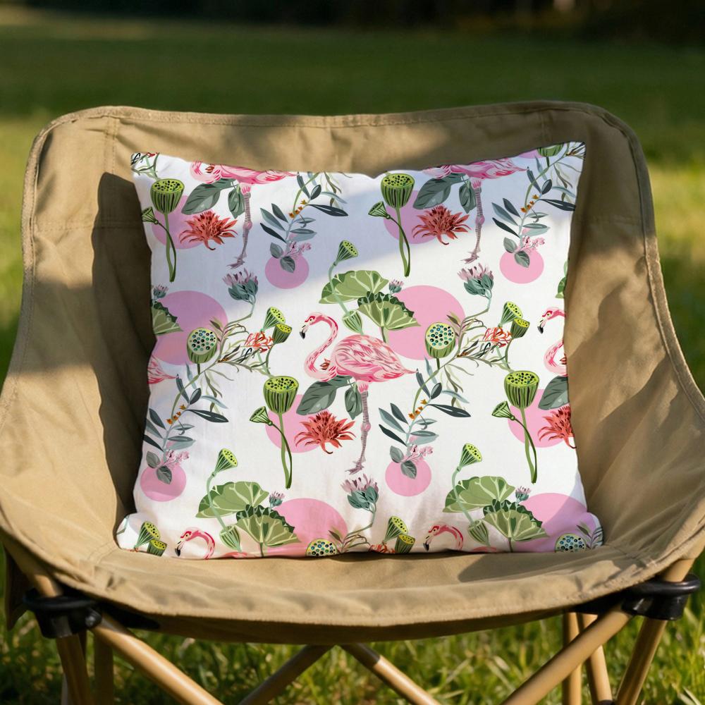 Tropical forest flamingos Cushion Cover Soft Reversible  Durable Pillow Cover  MultiScene Use for Home  Car Daily Comfort