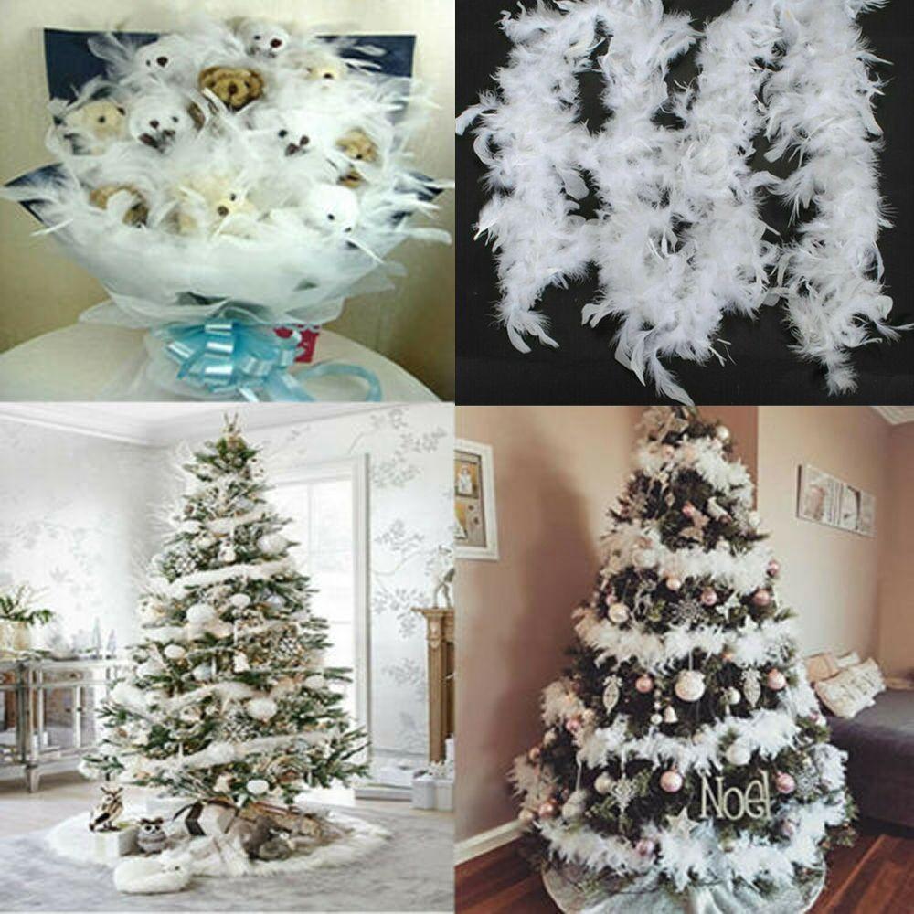 2M DIY Craft Cosplay Fluffy Grament Accessaries Party Garland Xmas Ribbon Feather Boa Strip Feathers Christmas Tree Decor