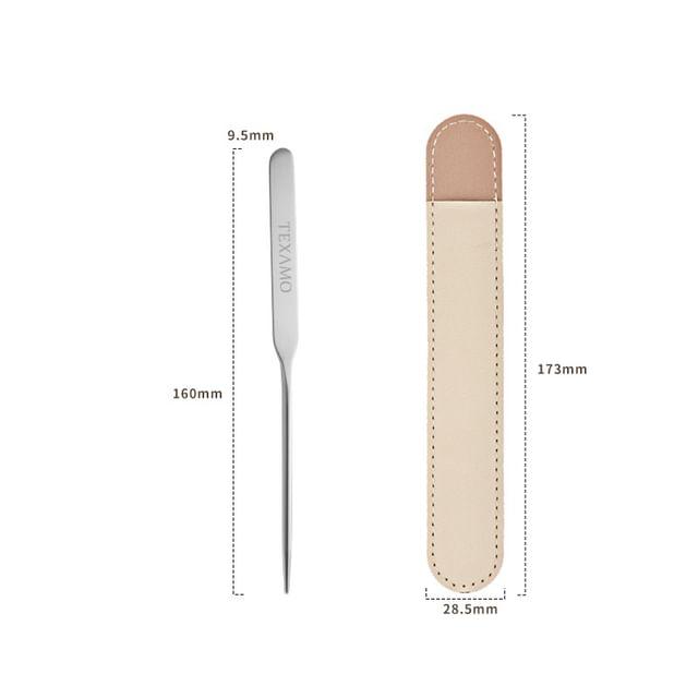 Yulu - Stainless Steel Foundation Scraper / Scoop / Spatula / Mixing Palette / Faux Leather Sleeve / Set (Various Designs)
