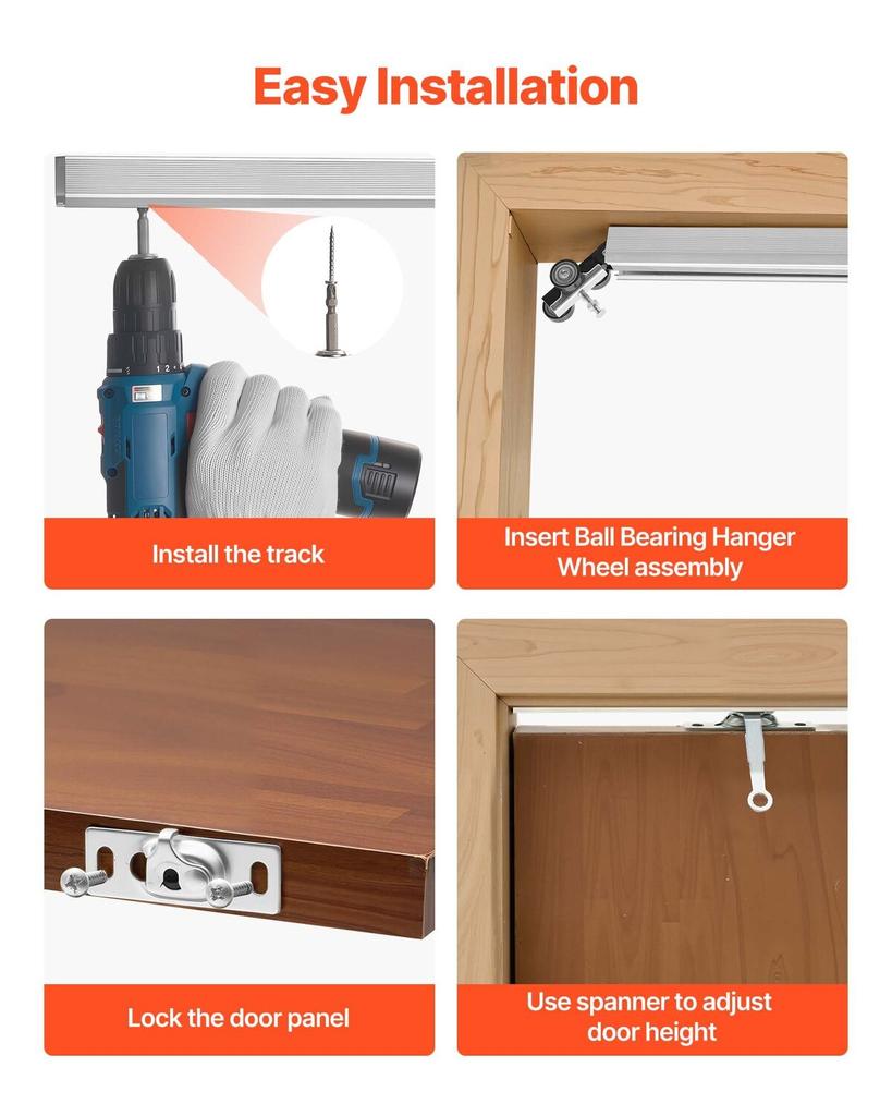 Sliding Pocket Door Hardware Track Kit, 1135 mm Pocket Door Track Kit with Soft Close Mechanism for Smooth and Quiet Sliding, Easy to Install, for 25