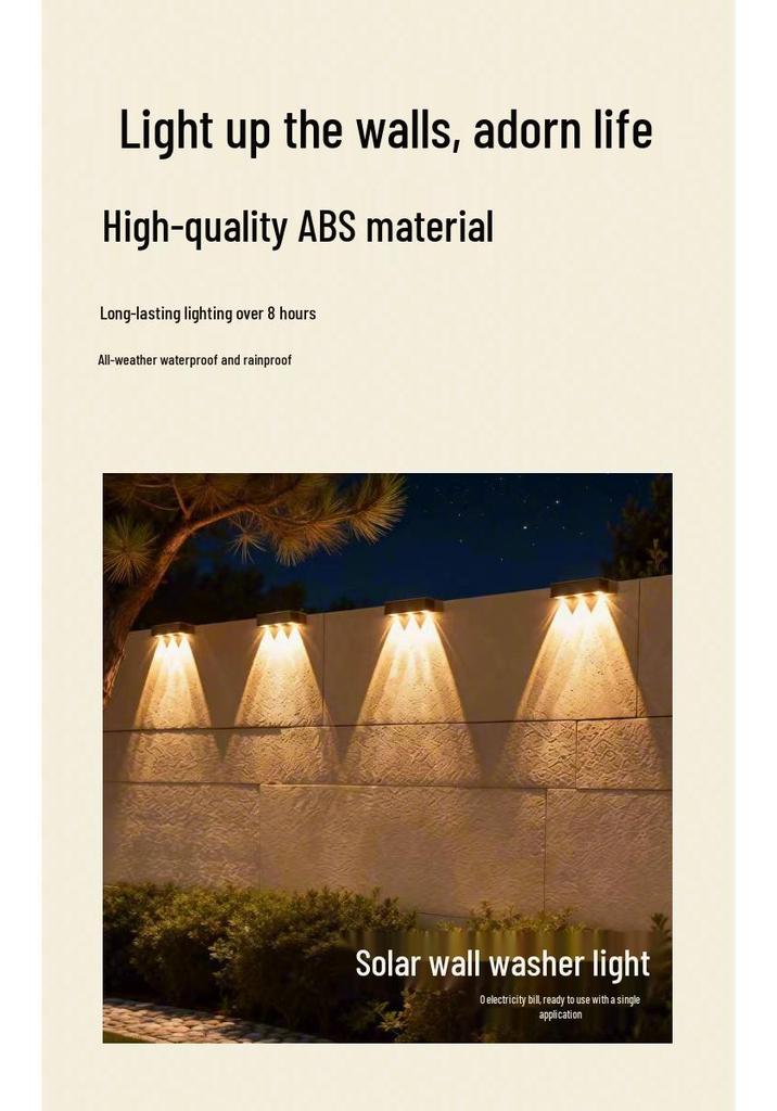 Solar Decorative Outdoor Wall Lamp for Gardens and Courtyards