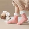 Fleece-Lined Crew Socks Warm Slipper Socks with Non-slip Grips Women Thickened Fuzzy