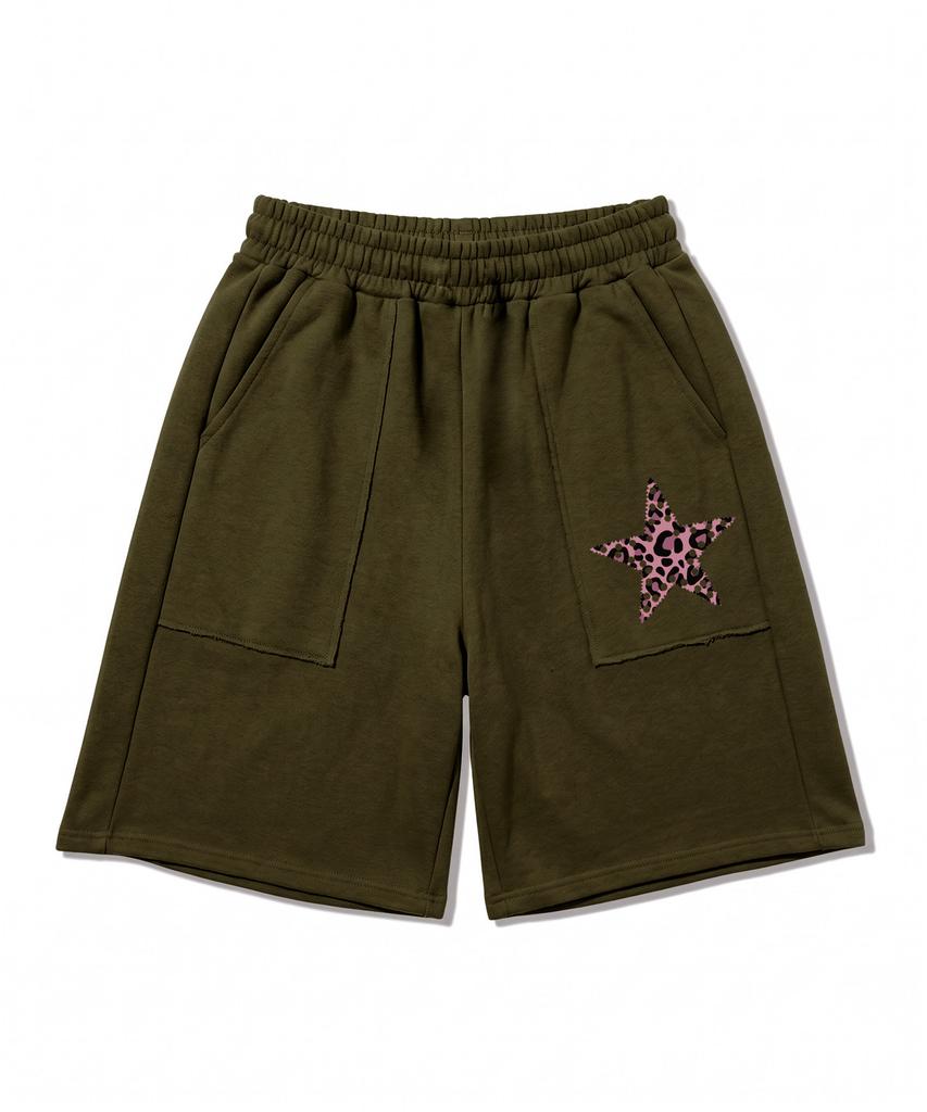 UNDEROFF Low-Cut Out-Pocket Bermuda Pants Leopard Khaki