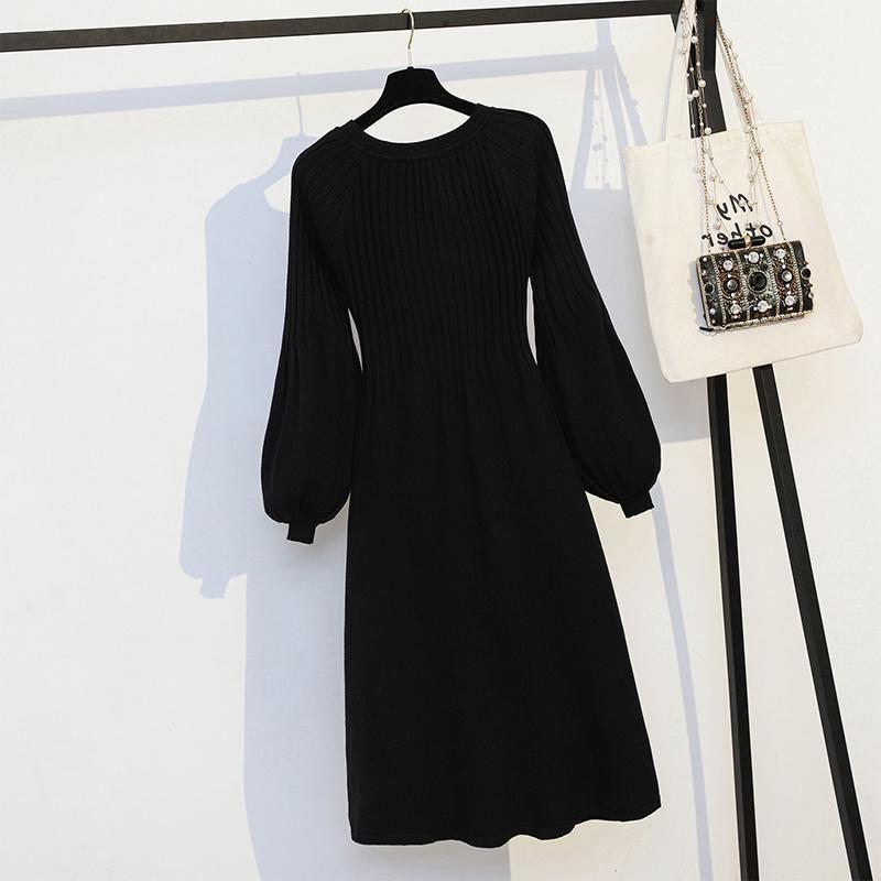 Autumn and Winter Clothes, Large Size Loose V-neck, Belly, Long Knitted Sweater, Bottoming Skirt, Women's Trend