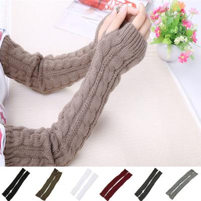 Daumenloch Armstulpen Schön Dickere Warmhalten Winter Damen Lange Handschuhe Fäustlinge KTB