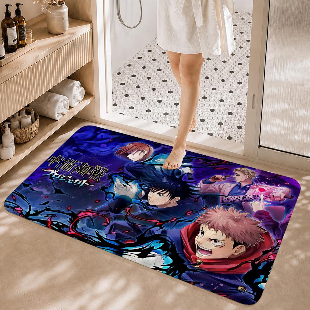 Dark Fantasy Anime J-Jujutsu KaisenS Floor Mat Non-Slip Absorbent Floor Mat Decorative Rug for Home Bathroom Bedroom Entryway