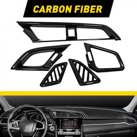 For Honda Civic 10Th 2016-20 Car Dashboard Air Vent Cover Trim Carbon Fiber Look