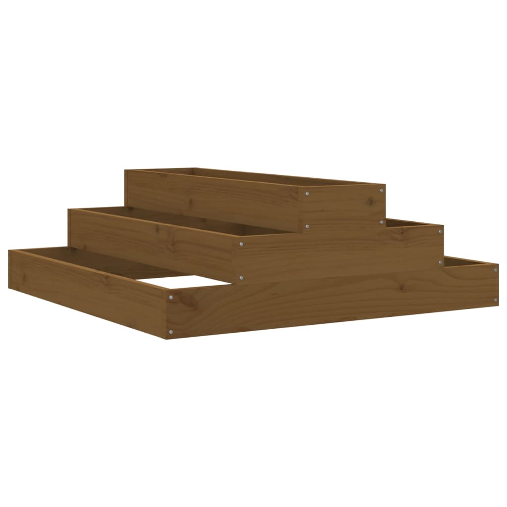Plant Pot Honey Brown 80x80x27 Cm Solid Pine Wood