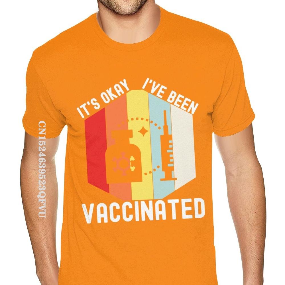 Top Vaccinated Vaccine Pro Vaccination Immunization Tee Shirts T-Shirt Men Men Plus Size Black Tees Shirt