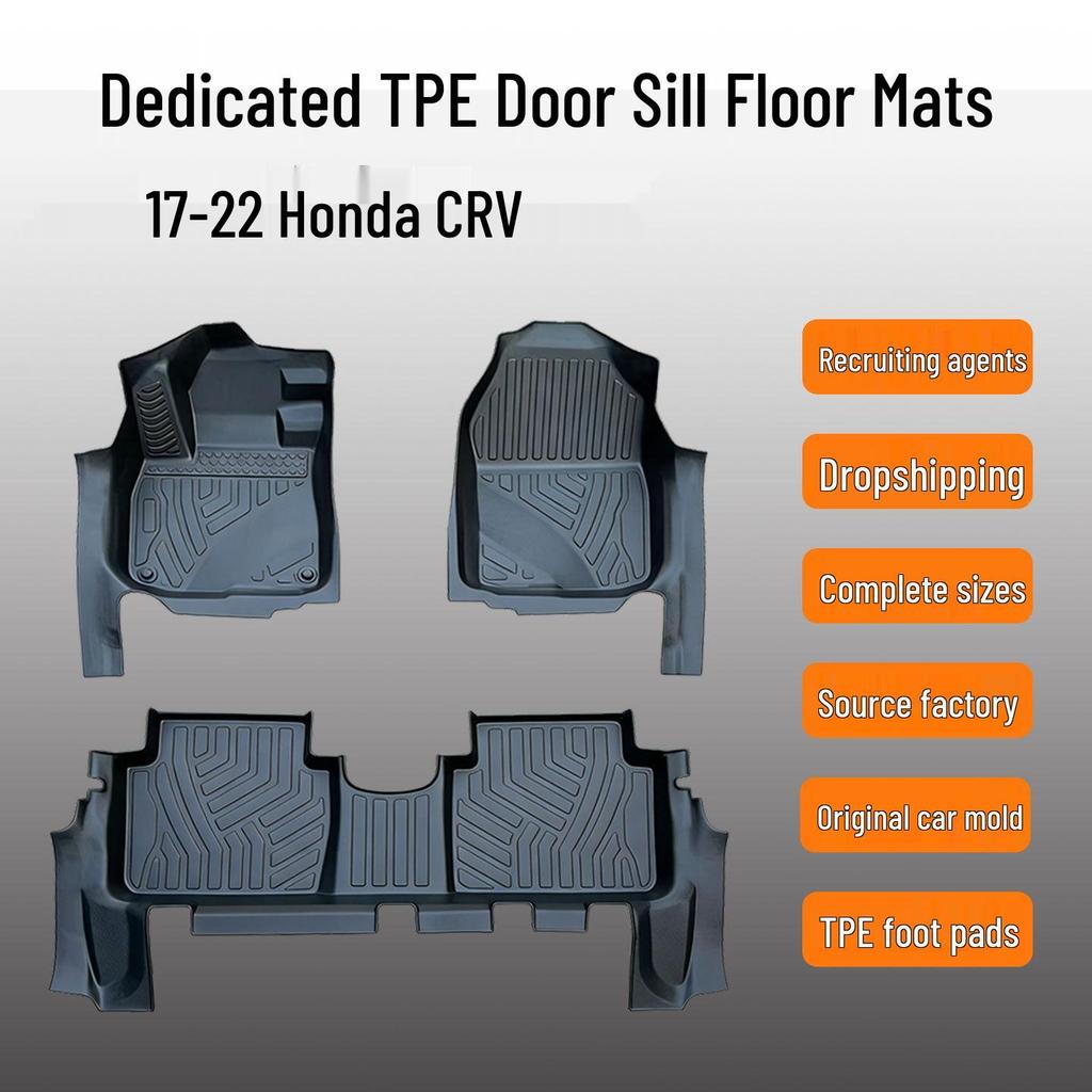 Eco-friendly TPE Floor Mats & Door Sill for 2017-2022 Honda CRV - No Odor, Original Mold Fit