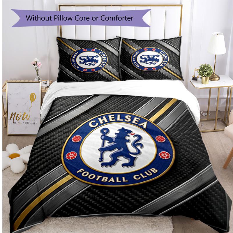 Set Lenzuola 3 Pezzi Stampato Chelsea FC Morbido Delicato sulla Pelle Lavabile Copripiumino e Federe Set Tutte le Stagioni Camera da Letto