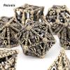7 Pcs Copper Hand Skull Head Metal Dice Hollow Metal Polyhedral Dice Set Suitable for Role-Playing RPG  Board Game Card Game