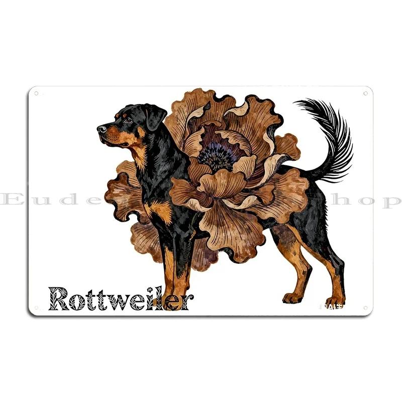 Rottweiler Rottie Dog Portrait Colorful Collage Art Metal Plaque Garage Club Wall Wall Plaque Printed Wall Mural Tin Sign Poster