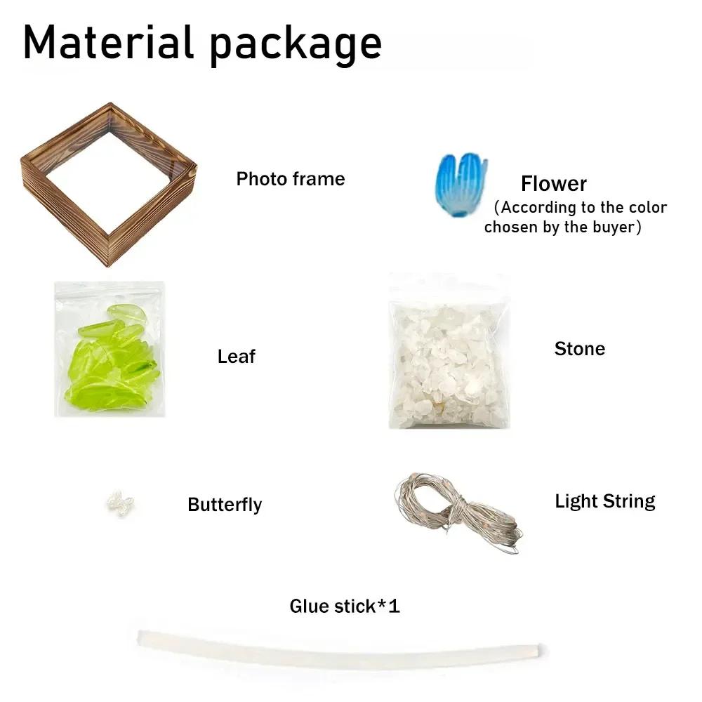 DIY Wooden Photo Frame Tulip Flower Sea Home Decoration Ornaments Atmosphere Lights Valentine's Day Mother's Day Birthday Gifts