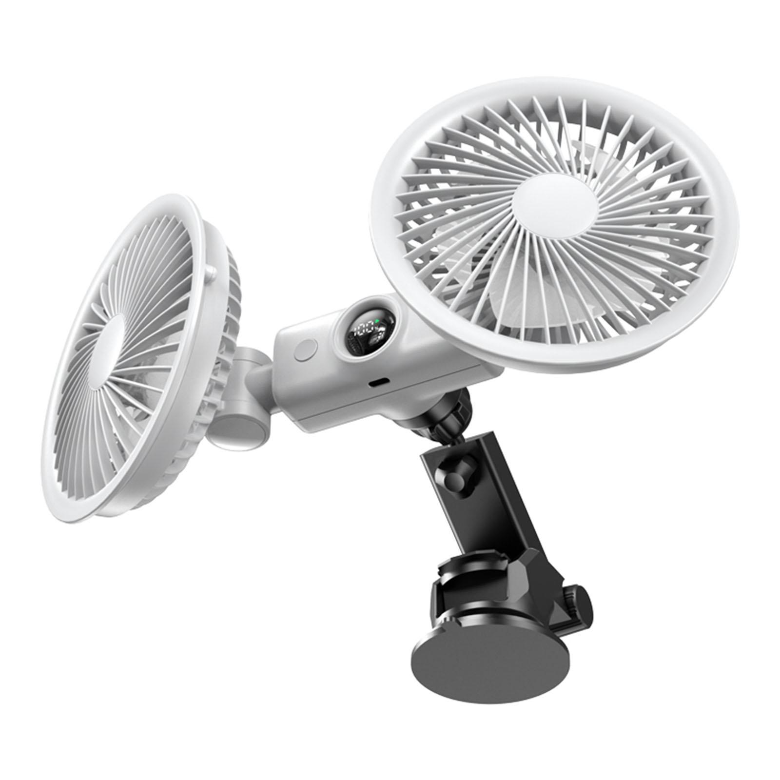 Dual Head Dashboard Cooling Air Wall Fan with Strong Suction and 3 Speeds USB Powered Car Cooling Fan for Sedan SUV RV Truck белый