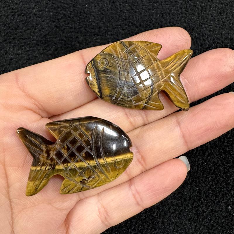 Tiger Eye & Rose Quartz Fish-Shaped Pendant, Semi-Precious Stone, 34×23mm, DIY Crafts