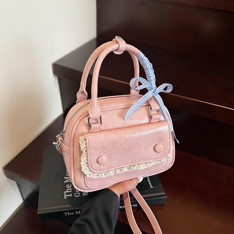 Korean High-end Portable Boston Bag 2025 Summer New Fashion Versatile Shoulder Messenger Bag Bowling Bag