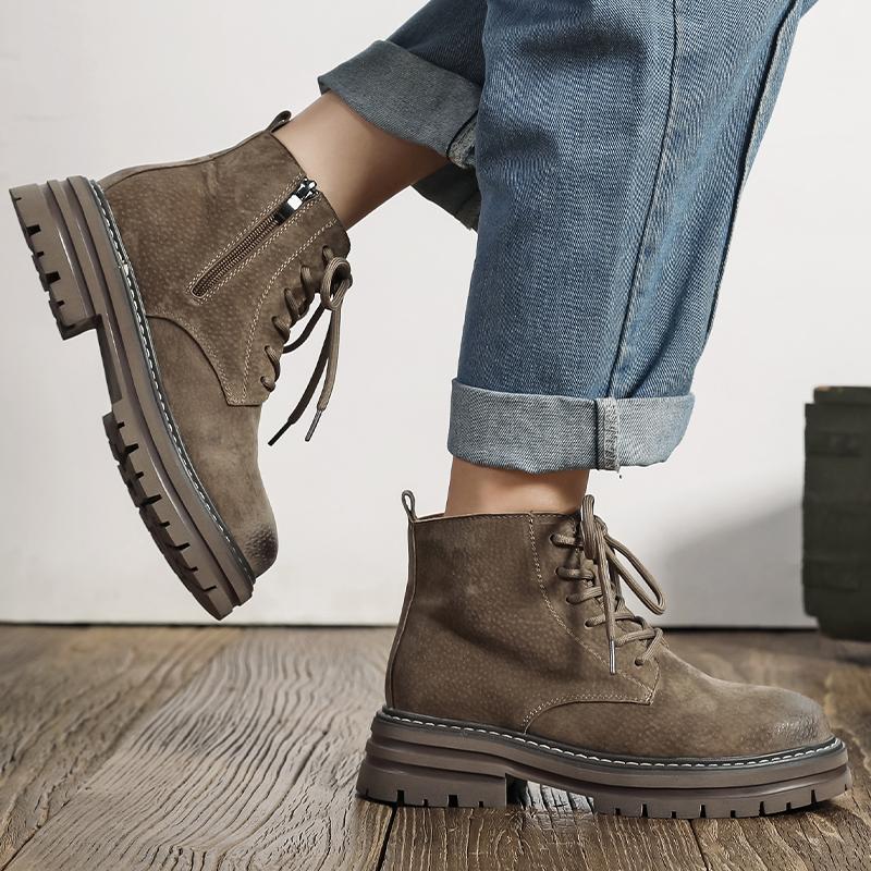 Hight Quality Classic British Style Genuine Leather Outdoor Boots For Men's Ankle Shoes Khaki Black Hombre Daily Casual Dress