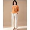 EST+II Women's Ramie Round Neck 3/4 Sleeve Cardigan & Wide-Leg Pants Set