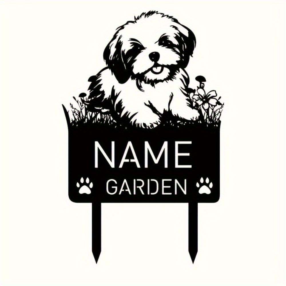 Individueller Gartenstecker für Malteser-Hunde-Gedenken, Vintage-Metall-Haustierverlust-Tribut, Personalisiert, Langlebig