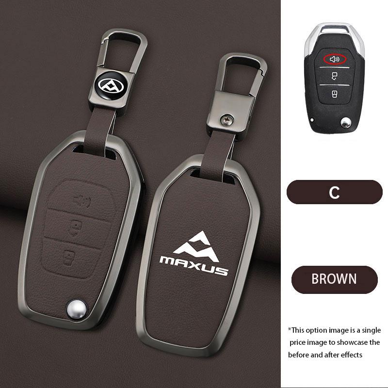 Interior Mouldings Zinc Alloy Leather Car Key Case Cover For SAIC MAXUS T60 Keychain Remote Auto Protection Guard Shell Fob Hold