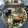 Cats Flowers Round Area Rug,Carpet Rug for Living Room Bedroom Sofa Playroom Decor,Non-slip Floor Mat