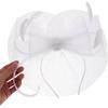 Vintage White Bow Knot Fascinator Hat with Mesh Veil Headpiece for Women Wedding Tea Party Church Special Occasion Accessories