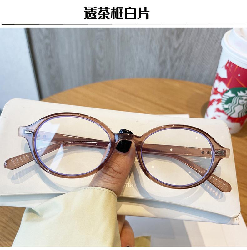 Retro Oval Frame Myopia Anti Blue Light Glasses Sweet Cool Girl Black and White Glasses Retro Simple Ladies