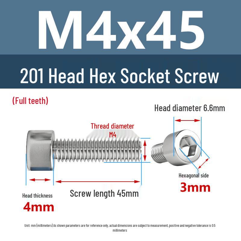 Yigu 201 Stainless Steel Cup Head Hexagon Screws and Bolts - M3, M4, M5, M6