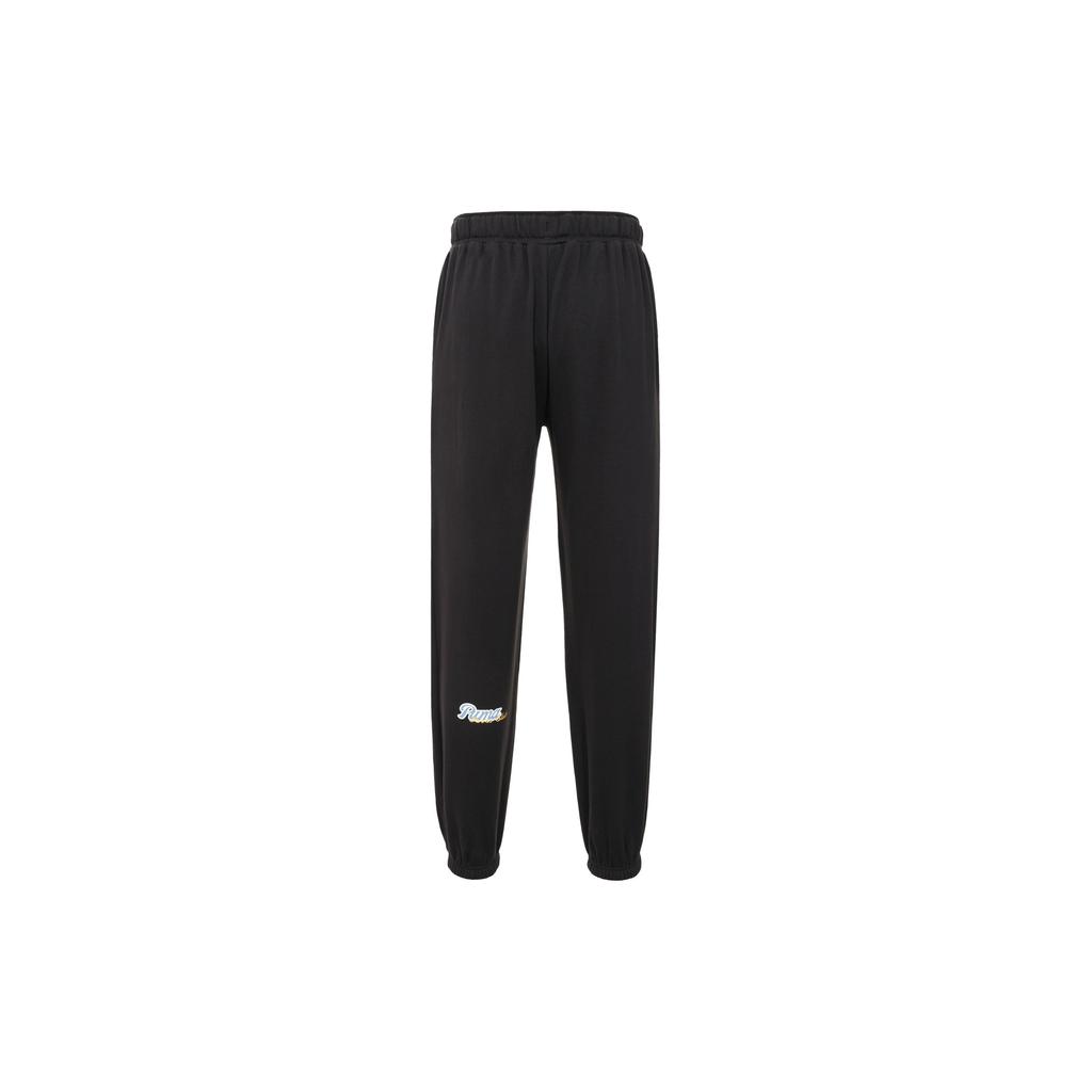 Puma Embroidered Logo Casual Mid-Rise Drawstring Knit Sports Pants Men Bottoms Black 625803-01