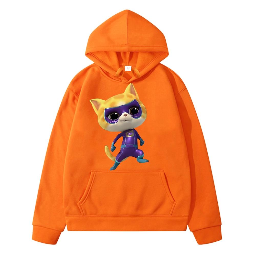 Super Kitties Fleece Sweatshirt Anime Hoodie Kids Clothes Girls Y2k Sudadera Boys Pullover Autumn Casual Jacket Children Clothing