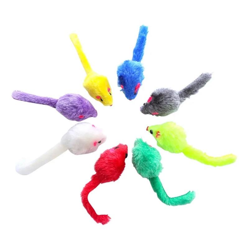 10/20PCS Rabbit Cat Toys Rainbow Feathered Mouse Fun Interactive Play For Kittens And Adult Cats