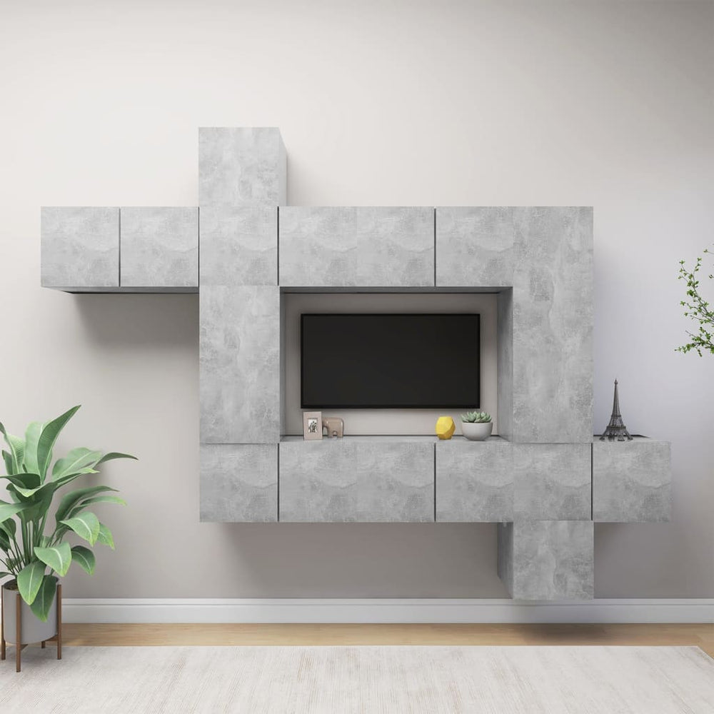 Ensemble de meubles TV 10 pcs  béton Bois d'ingénierie