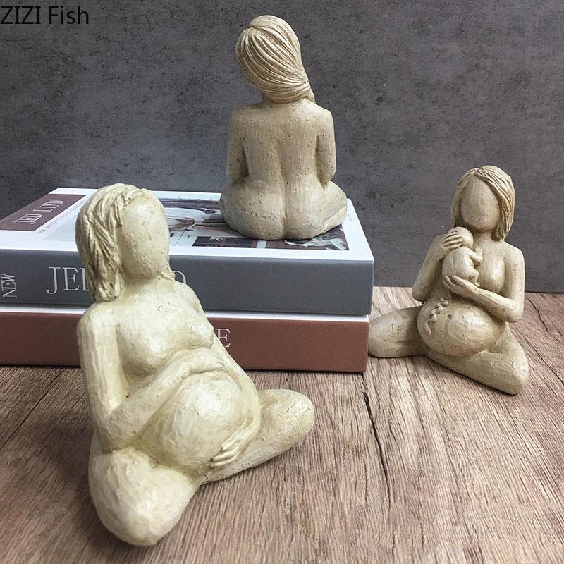 Gravid Kvinna Retro Karaktär Hartser Staty Skrivbordsdekoration Gravida Kvinnor Skulptur Ornament Skrivbordsdekor Figurin Statyett