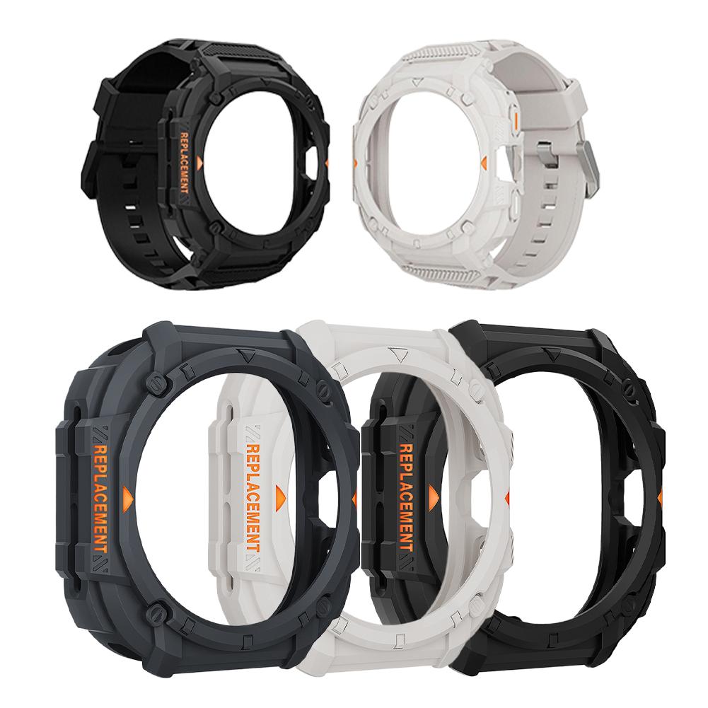 PC Case+Strap For Samsung Galaxy Watch 7 Ultra 47mm Silicone Band Bracelet Protector Cover Bumper For Galaxy Watch (NO Film)