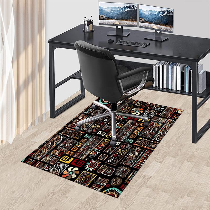 1pc Aztec Pattern Chair Mat - Office Desk Rug with Festive Aztec Designs, Non-Slip Carpet for Home and Office Use, Suitable for All Seasons.P015 60cm by 90cm