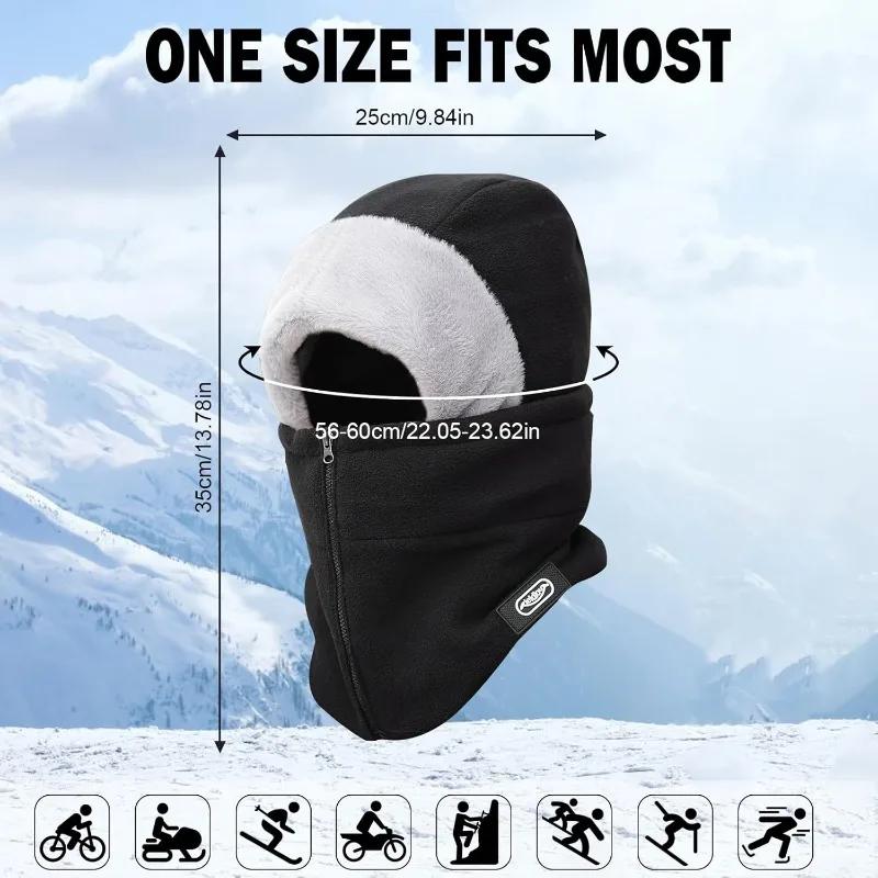 Unisex Winter Thermal Fleece Balaclava Full Face Cover Warm Neck Ear Warmer Breathable for Cycling Hiking Skiing Motorbikes