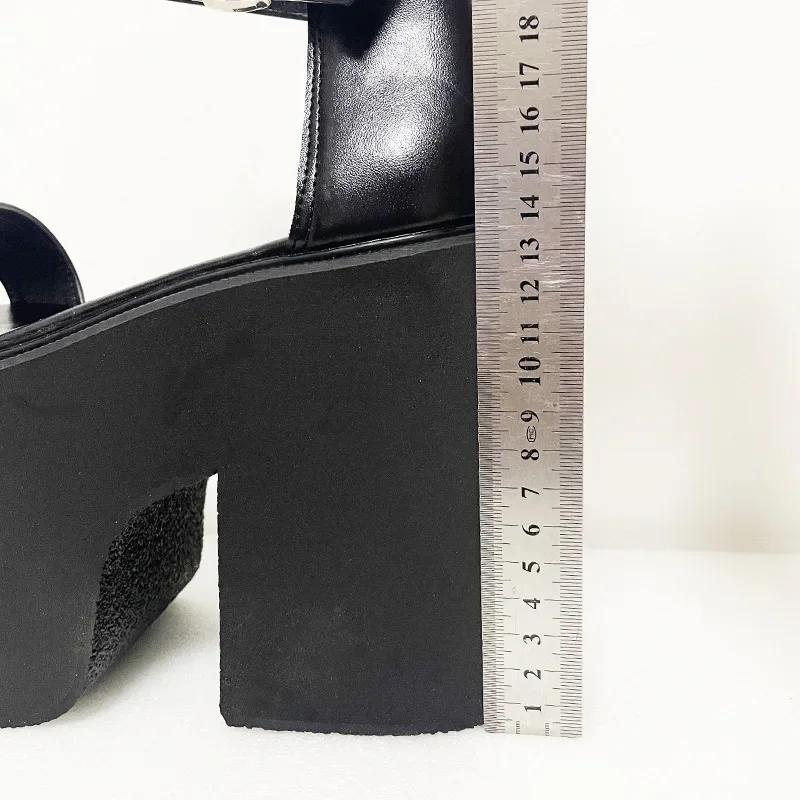 Fashion 13cm Chunky Heel Sandals for Women Thick Bottom Nightclub Increased Open Toe Fashion Rivet Platform Wedge Heels Ankle Strap