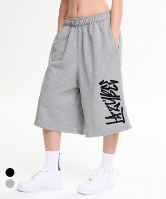 Leijibi Giant Fit Wide Bermuda Sweatpants Big Logo Gym Wear Workout Shorts W (2 Colors)