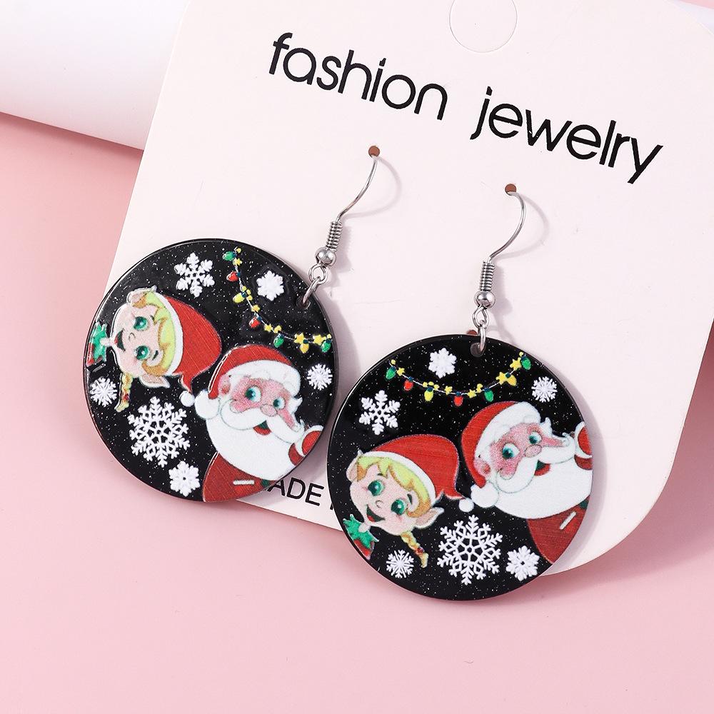 European-American Christmas Reindeer & Santa Claus Cup Dangle Earrings with Personality Trend