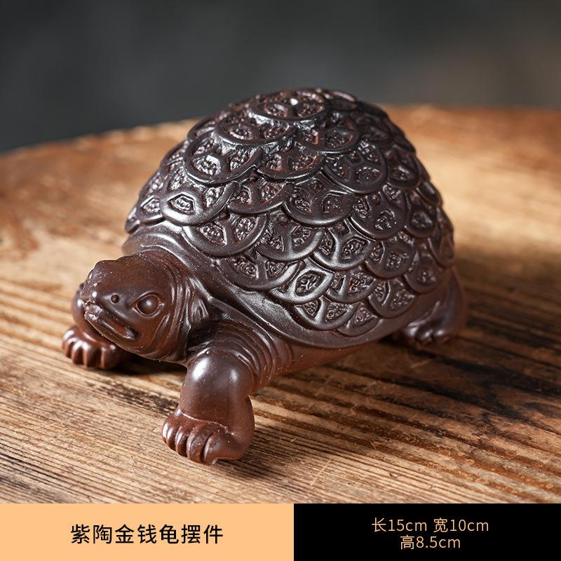 

Purple Pottery Golden Coin Turtle Tea Pet Traditional Tea Sculpture Tea Figurine Play Toys Tea Statue Ornaments Workmanship
