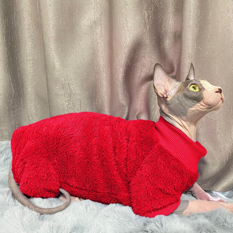 Luxury Warm Lamb Wool Turtleneck Sweater for Hairless Cats Winter Pet Costume Devon Sphynx Kittens Cute Gatitos Accessories