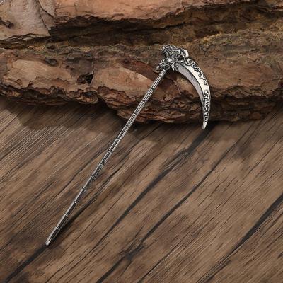 Gothic Skull Grim Reaper Scythe Hairpin Fork In Viking Norse Style