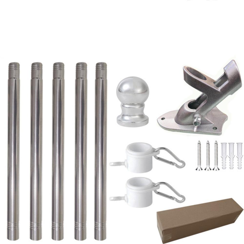 6Ft Flag Pole Kit Stainless Steel Heavy Duty Rotating Flag Collapsible 360 Degree Rotating Stand Flagpole Yard Banner Holder