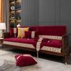 Chinese Style Chenille Sofa Cover Four Seasonal Universal Solid Wood Sofa Seat Cushion Joyful Anti Slip Red Chair Cushion Cover