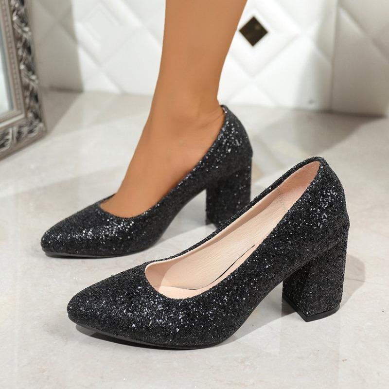 Plus Size Shoes for Women 35-42 Summer Women High Heel Sequin Pointed Toe Comfortable Non-slip Platform Sandals 2026